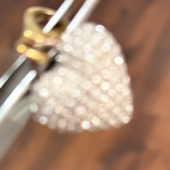Juicy Couture Charm Logo Signature Crystals Gold Tone Puffed Pave Heart Vintage